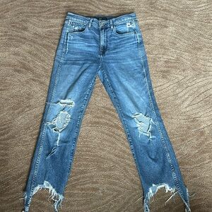 3 x 1 Distresssed, High Waisted Jeans, Size 27.